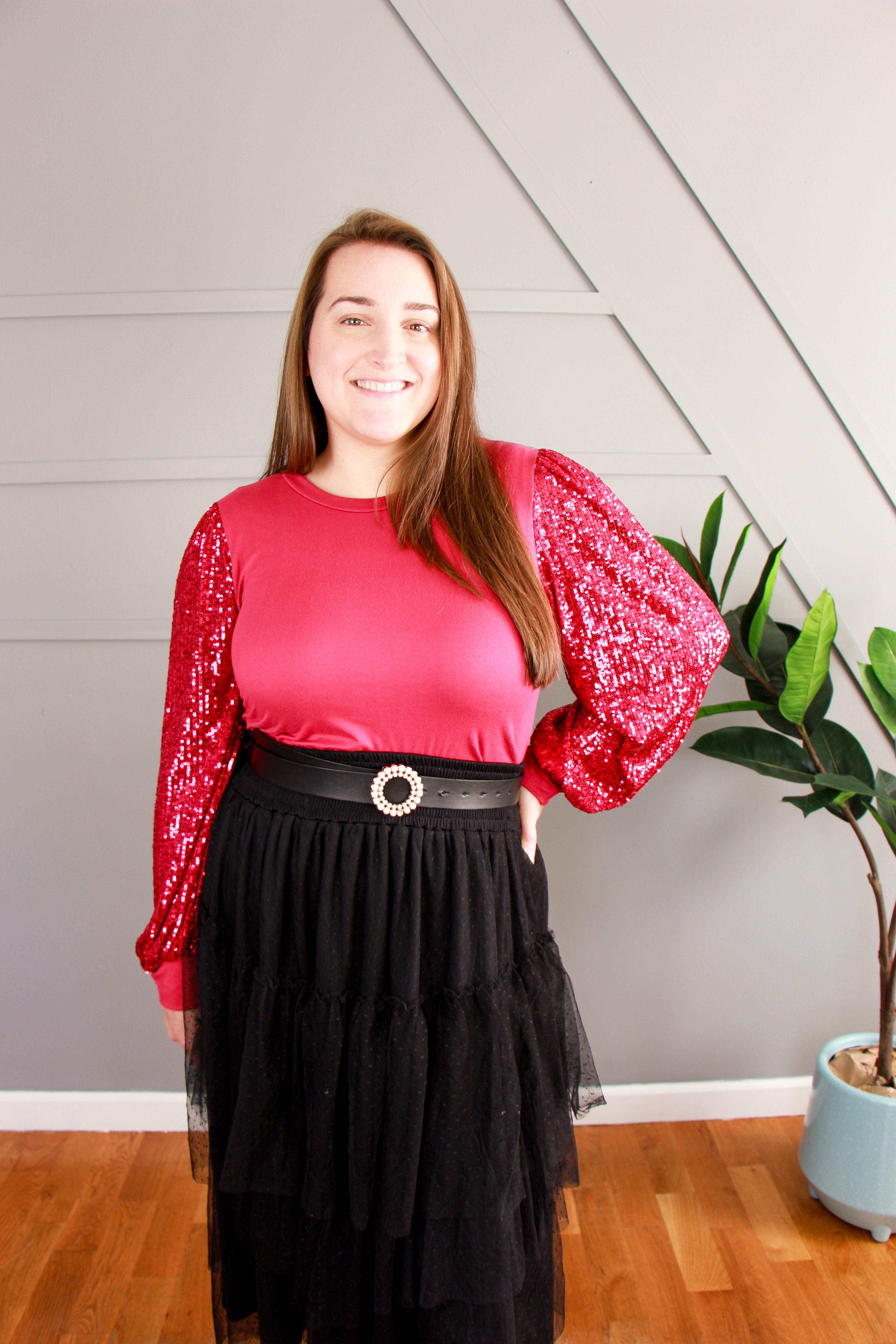 shopmodbella, modbella, sequin, sequin top, holiday shirt, holiday outfit