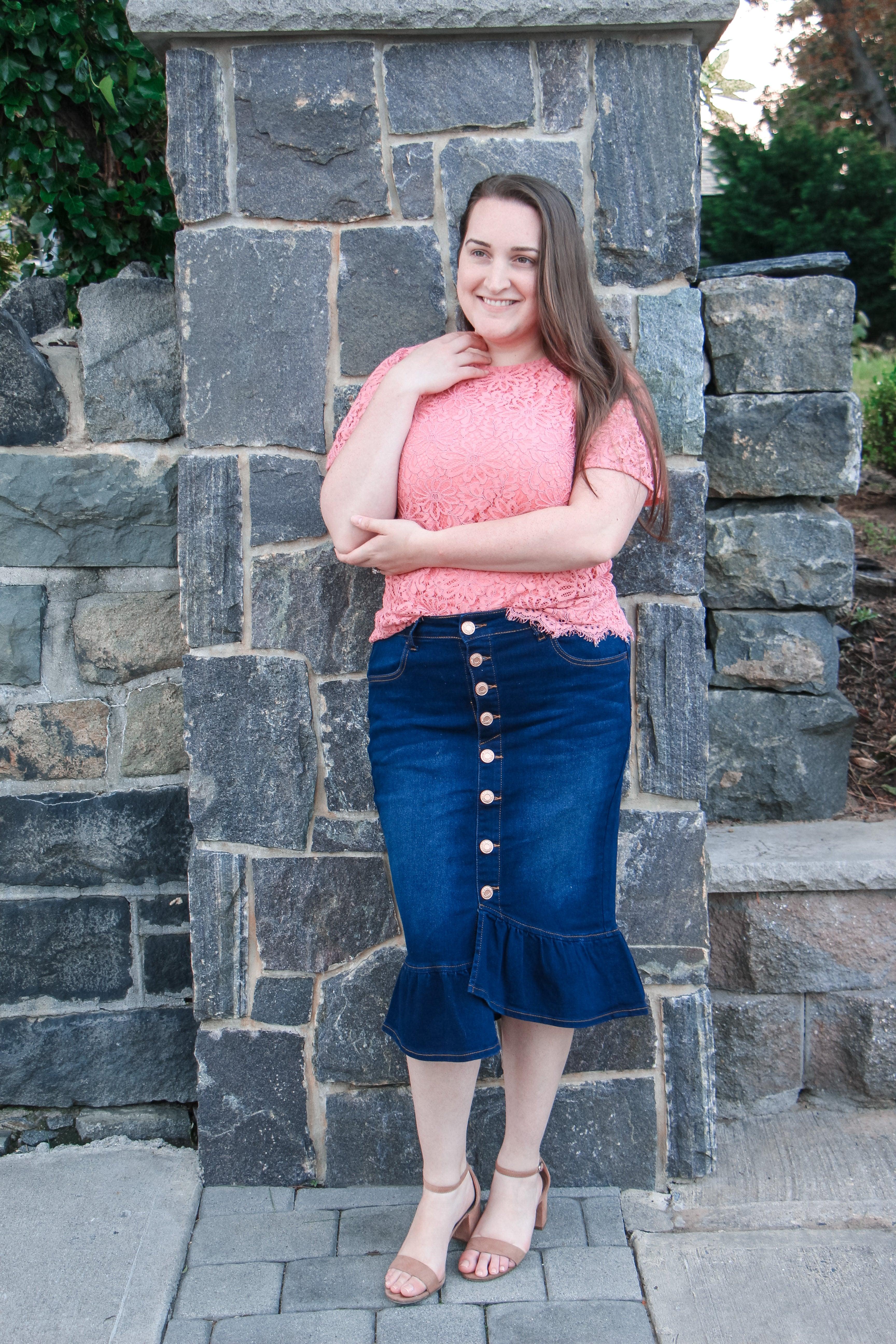 Miranda Dark Denim Skirt - MODBELLA