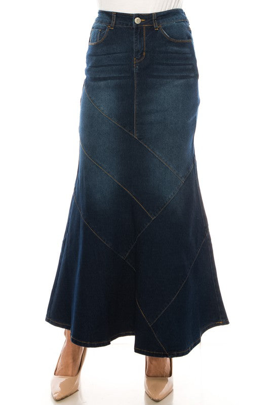 maxi long denim skirts, modbella, shopmodbella, jean skirts, jean long skirts, maxi denim skirt