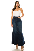 maxi long denim skirts, modbella, shopmodbella, jean skirts, jean long skirts, maxi denim skirt