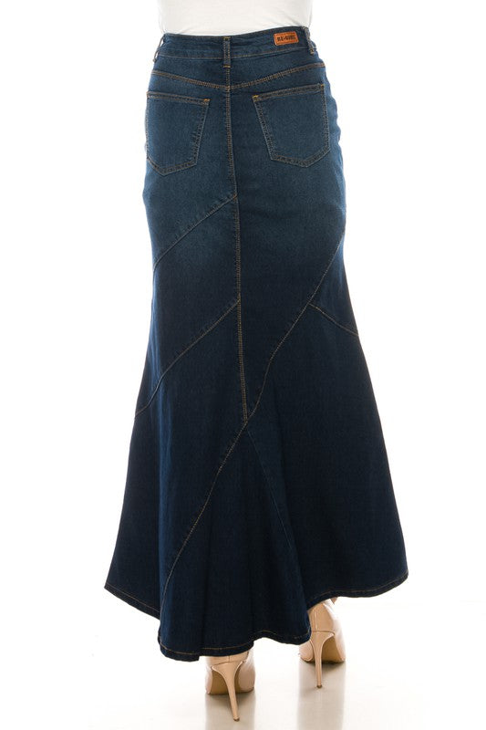 maxi long denim skirts, modbella, shopmodbella, jean skirts, jean long skirts, maxi denim skirt