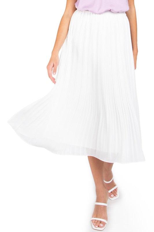 Eloise White Pleated Skirt - MODBELLA