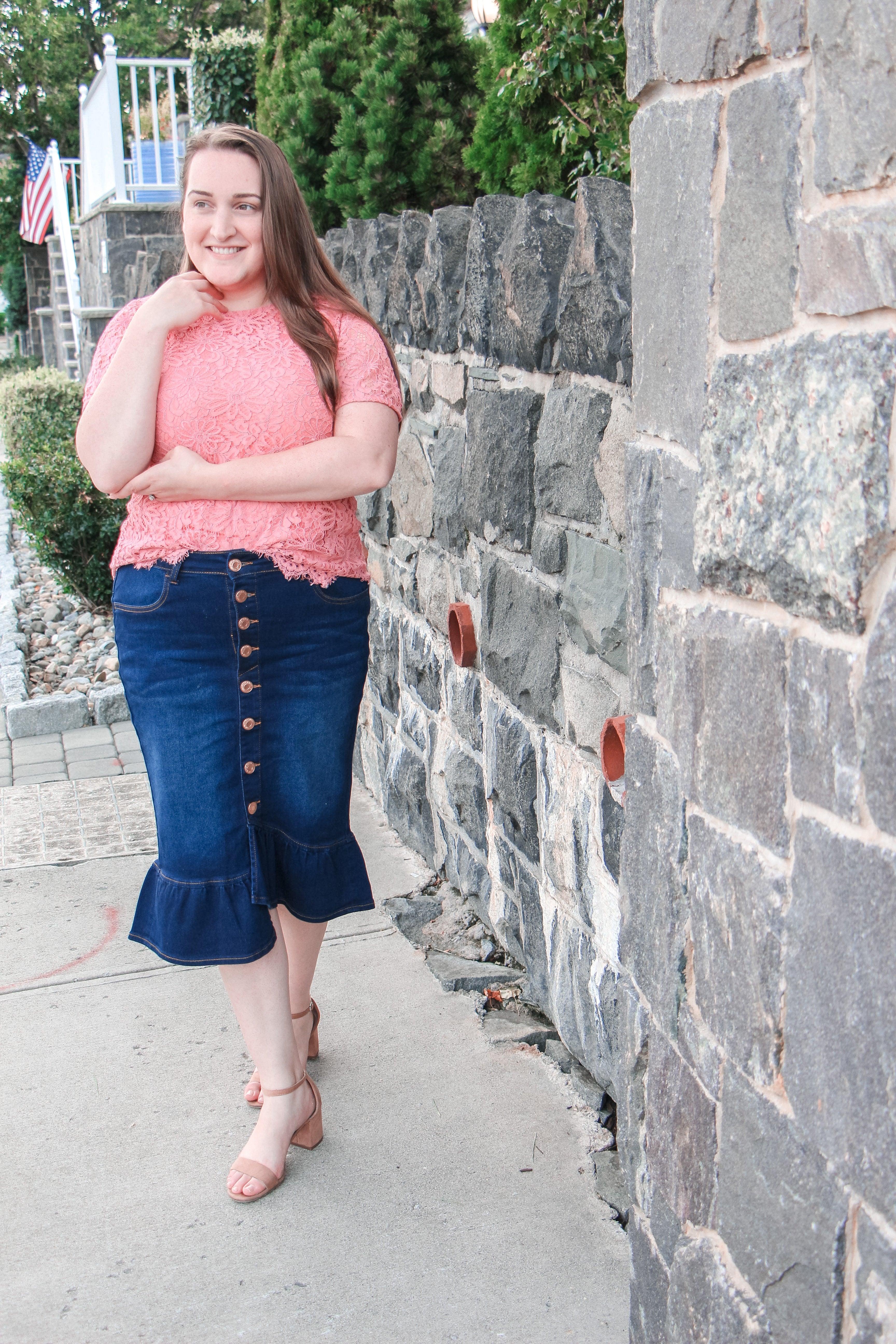 Miranda Dark Denim Skirt - MODBELLA