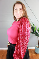 shopmodbella, modbella, sequin, sequin top, holiday shirt, holiday outfit