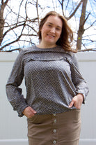 shopmodbella, modbella, dorothy top, ruffle top, floral top, long sleeve top, modest top, modesty, pentecostal, apostolic, modest fashion